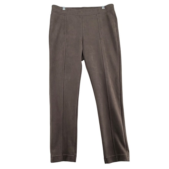 Andrew Marc Pants - Andrew Marc Faux Suede Pintuck Ponte Lined Pants Women Large Brown Equestrian